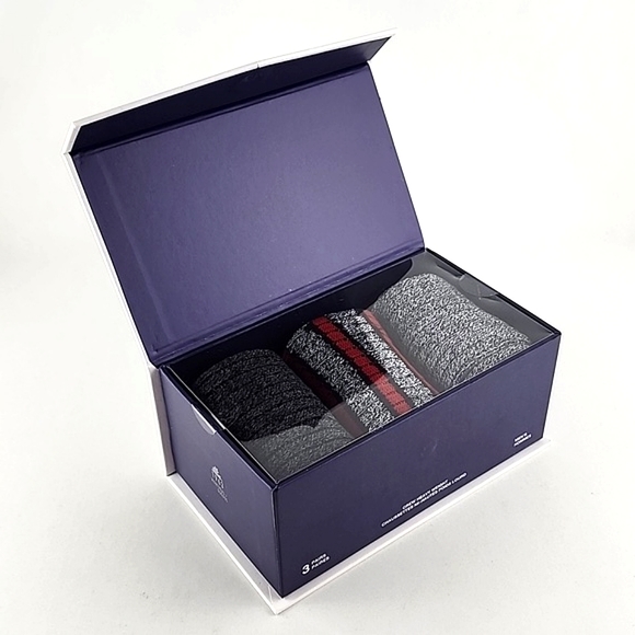 Pajar Men's 3 Pairs Crew Socks Heavy Weight Cotton Grey Red Stripes Shoe Sz 7-12 - Picture 2 of 10